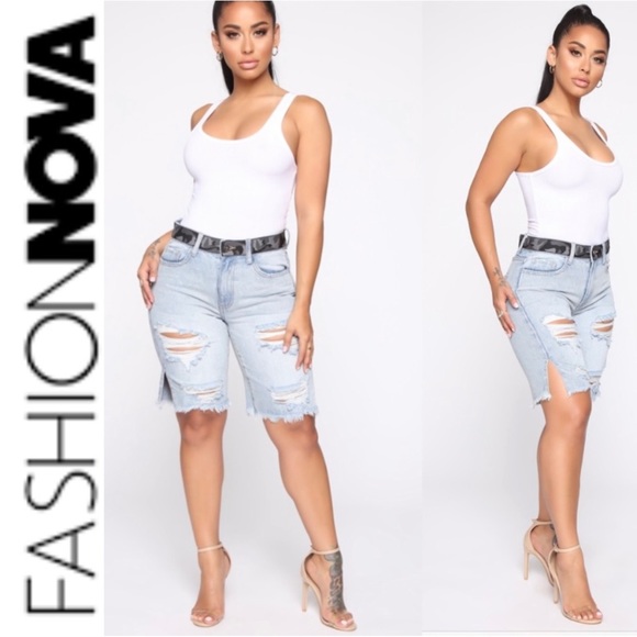 Fashion Nova Denim - 🆕High-Rise Distressed Bermuda Jean Shorts